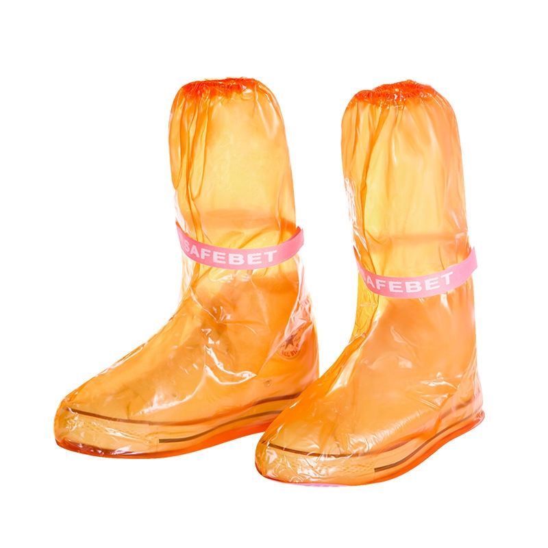 High Tube PVC Non-slip Waterproof Reusable Rain Shoe Boots Cover(Orange)