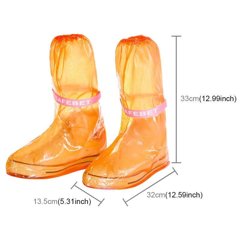 High Tube PVC Non-slip Waterproof Reusable Rain Shoe Boots Cover(Orange)
