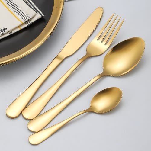 Gold Cutlery Set - 24 Pieces