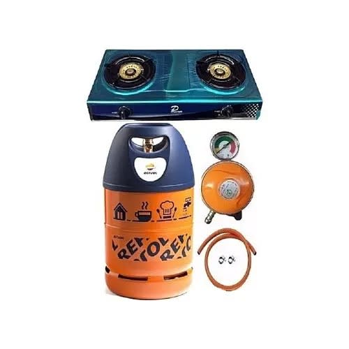 12.5kg Flower Gas Cylinder With Gas Cooker Metered Regulator, Hose & Clips