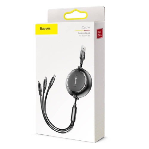 Golden Loop USB Cable - Micro USB + Lightning  & USB -C - 120cmN -3 in 1