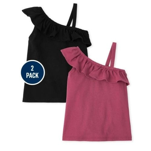 Girls Frills Mono Strap Tank Top - 2 In 1