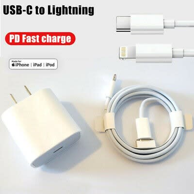 USB-C PD Fast Charger + USB-C Lightning Cable For  iPhone