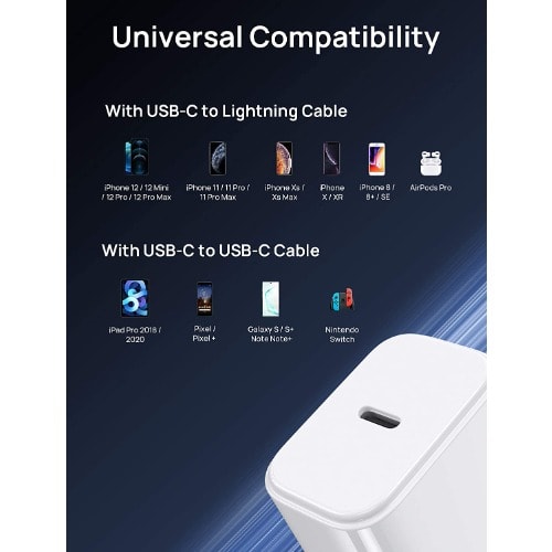 USB-C PD Fast Charger + USB-C Lightning Cable For  iPhone