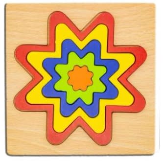 Preschool Kids Wooden Montessori Jigsaw Puzzles - 3 x Educational Shapes