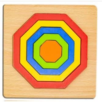 Preschool Kids Wooden Montessori Jigsaw Puzzles - 3 x Educational Shapes