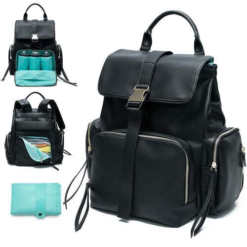 Leather Diaper Backpack- Black