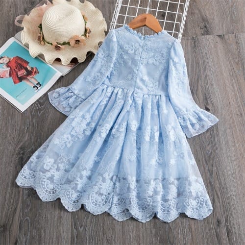Big Girl Beautiful Emnbroidery Dress - Skyblue