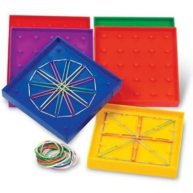 Double-sided Rainbow Geoboards - Set Of 6