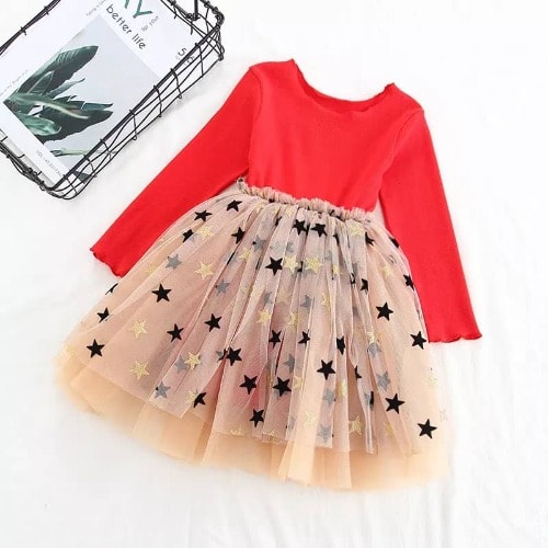 Big Girl Tutu Dress With Star - Red