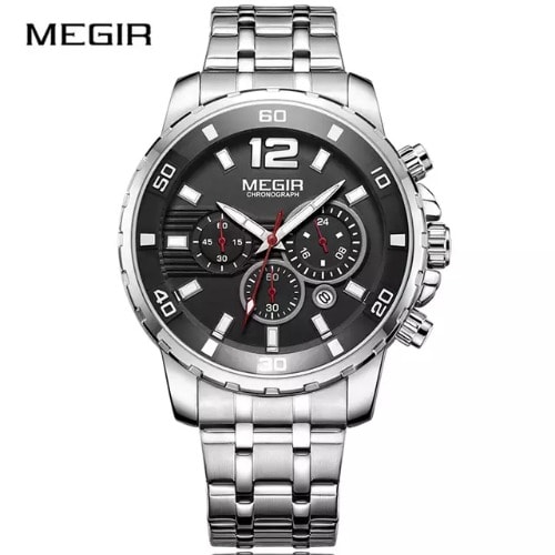 Men's Stainless Steel Quartz Chronograph Watch - Silver