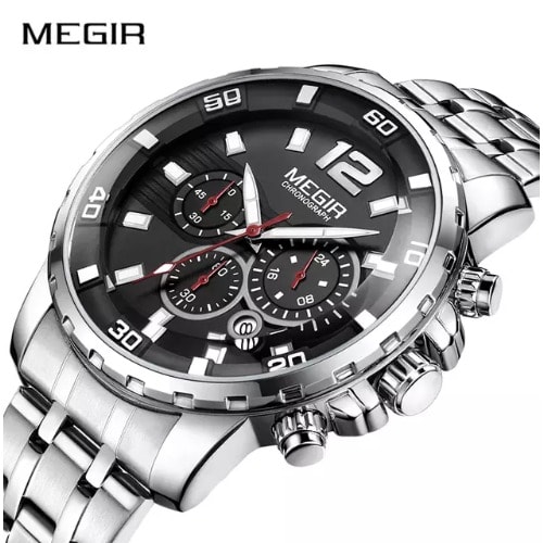 Men's Stainless Steel Quartz Chronograph Watch - Silver
