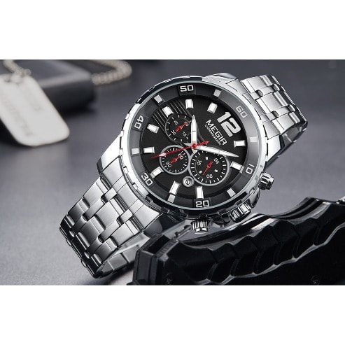 Men's Stainless Steel Quartz Chronograph Watch - Silver