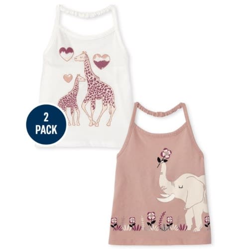 Toddler Girls Animal Halter Top 2- Pack