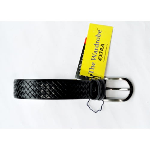 Men's Leather Drafted Belt - Black-mb-9670