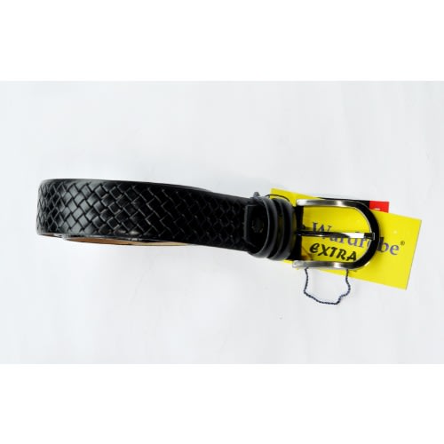 Men's Leather Drafted Belt - Black-mb-9670