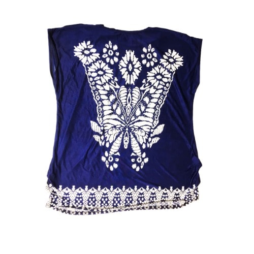 Butterfly Printed Pattern - Ice Silk Ladies Top- Blue