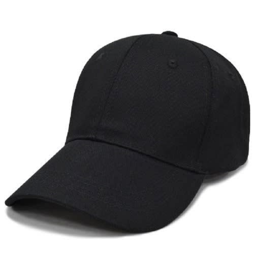 Unisex Plain Face Cap + Sun Shade - Black