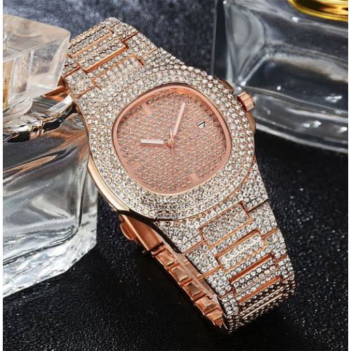 Ladies Diamond Rhinestone Wristwatch - Rose Gold