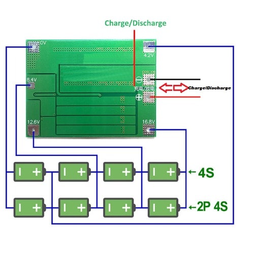 4s 40A Lithium Battery BMS Charger Discharge Protection Board