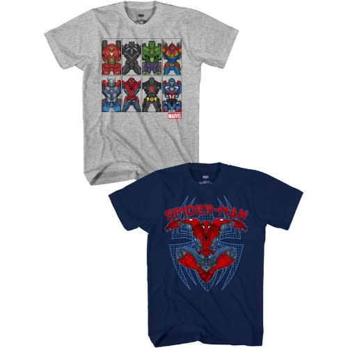 Set Of Boys Complete Marvel Heroes T-Shirt - Grey And Blue