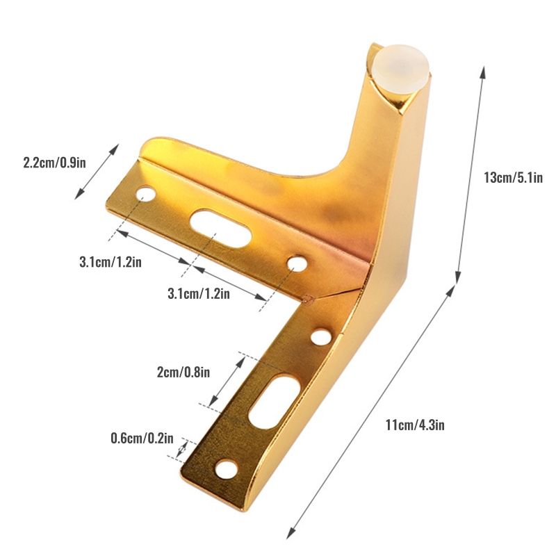 4Pcs Right Angle Support Sofa Legs Furniture Legs Replacement For TV Cabinet Bedside Table Furniture Hardware Gold/Black M17E-2-BK