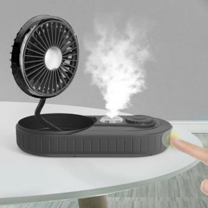 USB Fan Humidifier Dashboard With Light Fits For Desktop Truck Black