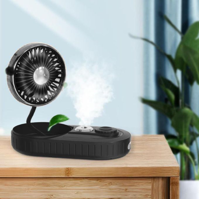 USB Fan Humidifier Dashboard With Light Fits For Desktop Truck Black