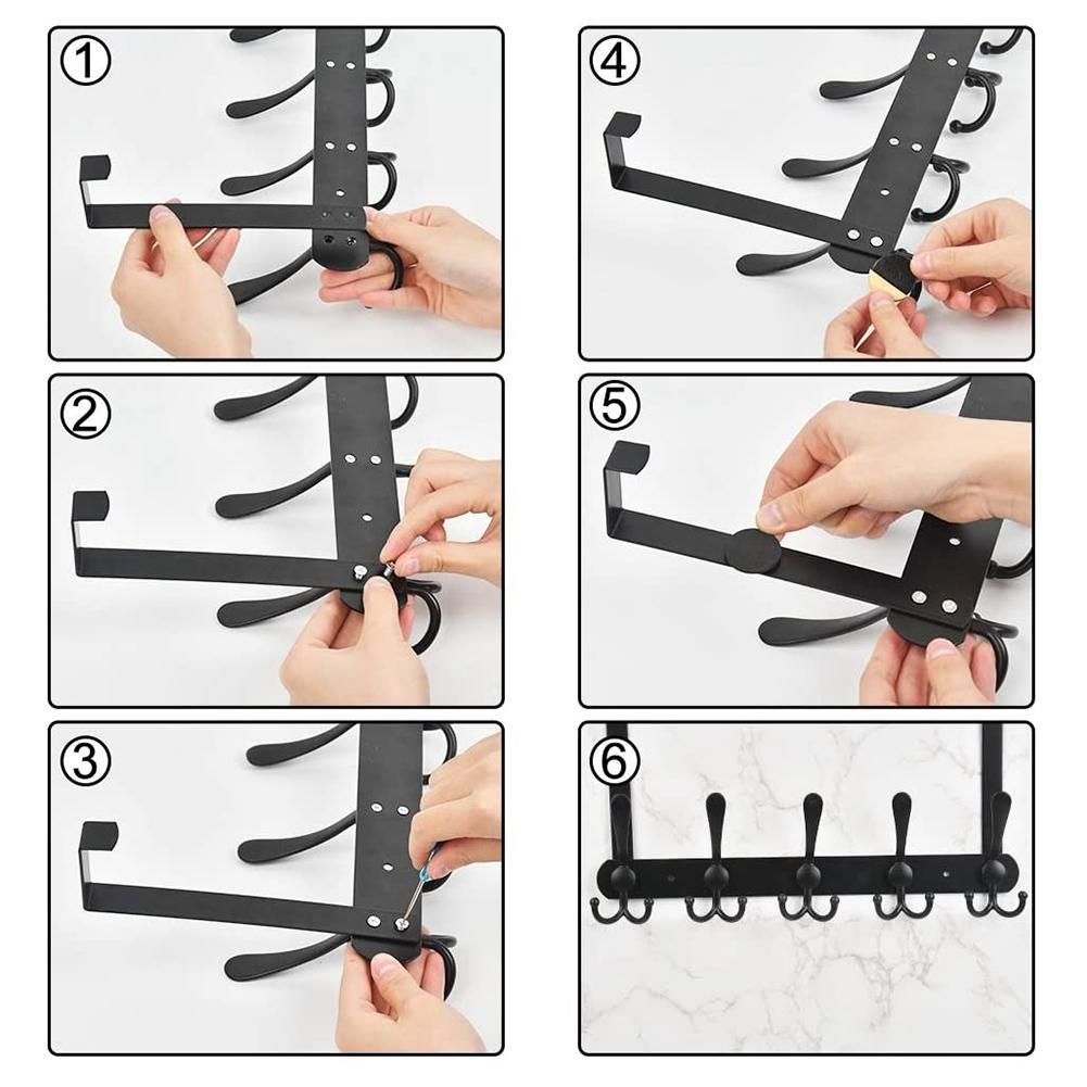 Over Door Hooks Hanger with 5 Dual Heavy Duty Hooks for