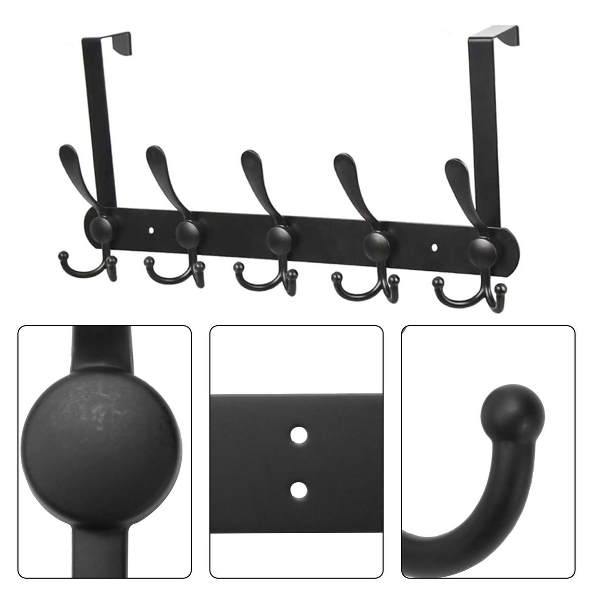 Over Door Hooks Hanger with 5 Dual Heavy Duty Hooks for