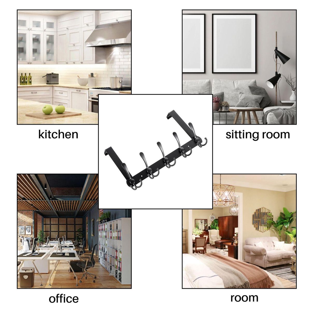 Over Door Hooks Hanger with 5 Dual Heavy Duty Hooks for