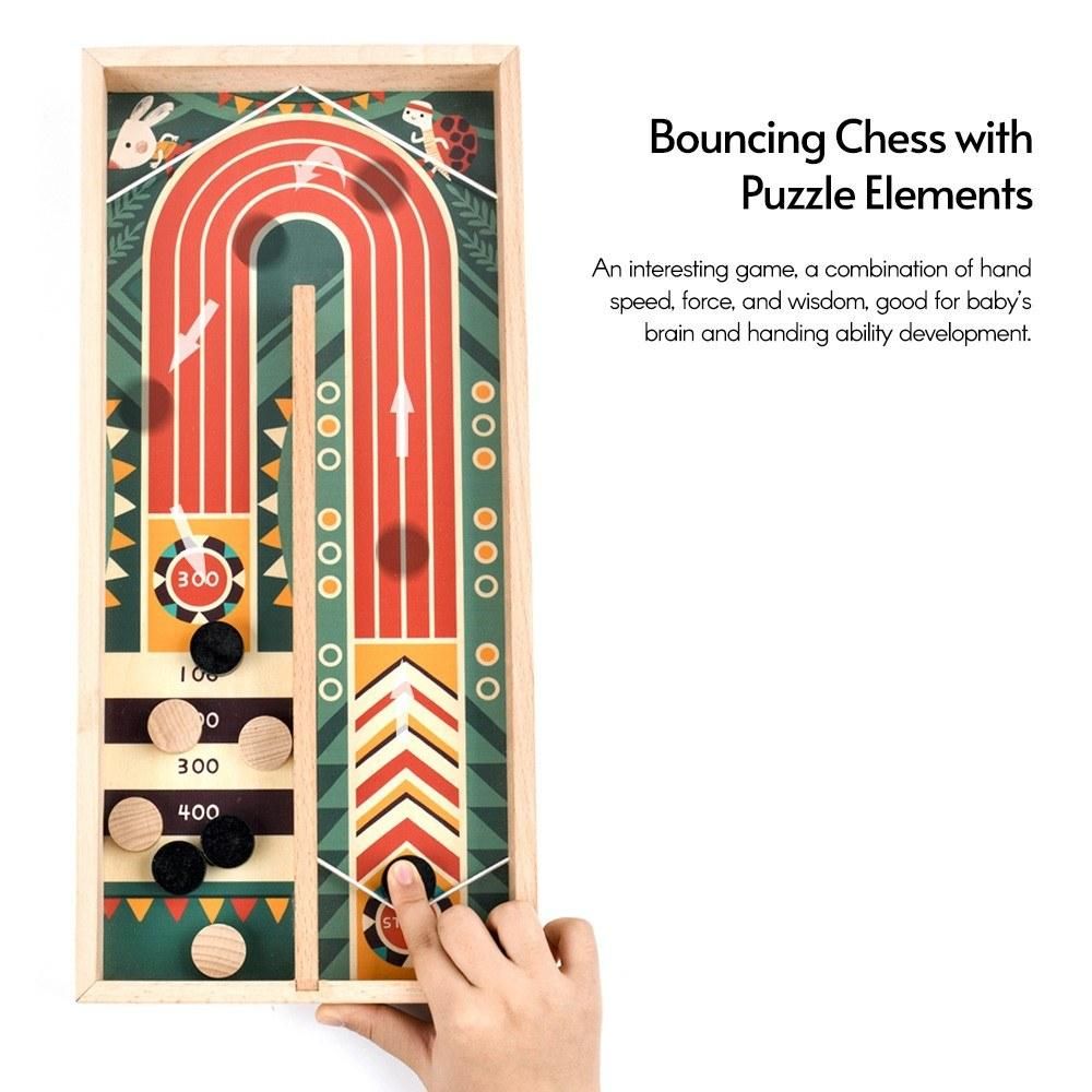 Bouncing Chess Hockey Game Wooden Early Educational Toy for Children Boys Girls