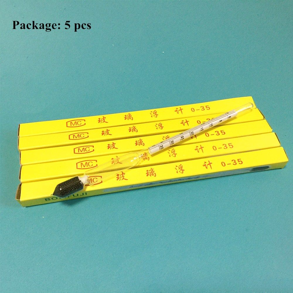 5pcs Hygrometer Gauge 0-35 205mm Length Gl Hydrometer Snity Float Liquid Gl Precision Baume High Densitometer