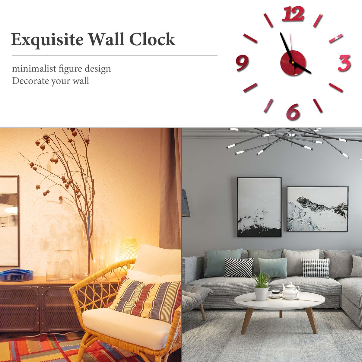DIY Wall Clock Frameless Mute Wall Stickers 40 Diameter