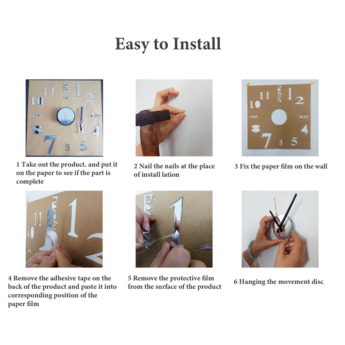 DIY Wall Clock Frameless Mute Wall Stickers 40 Diameter