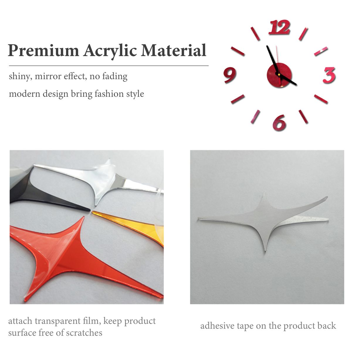 DIY Wall Clock Frameless Mute Wall Stickers 40 Diameter