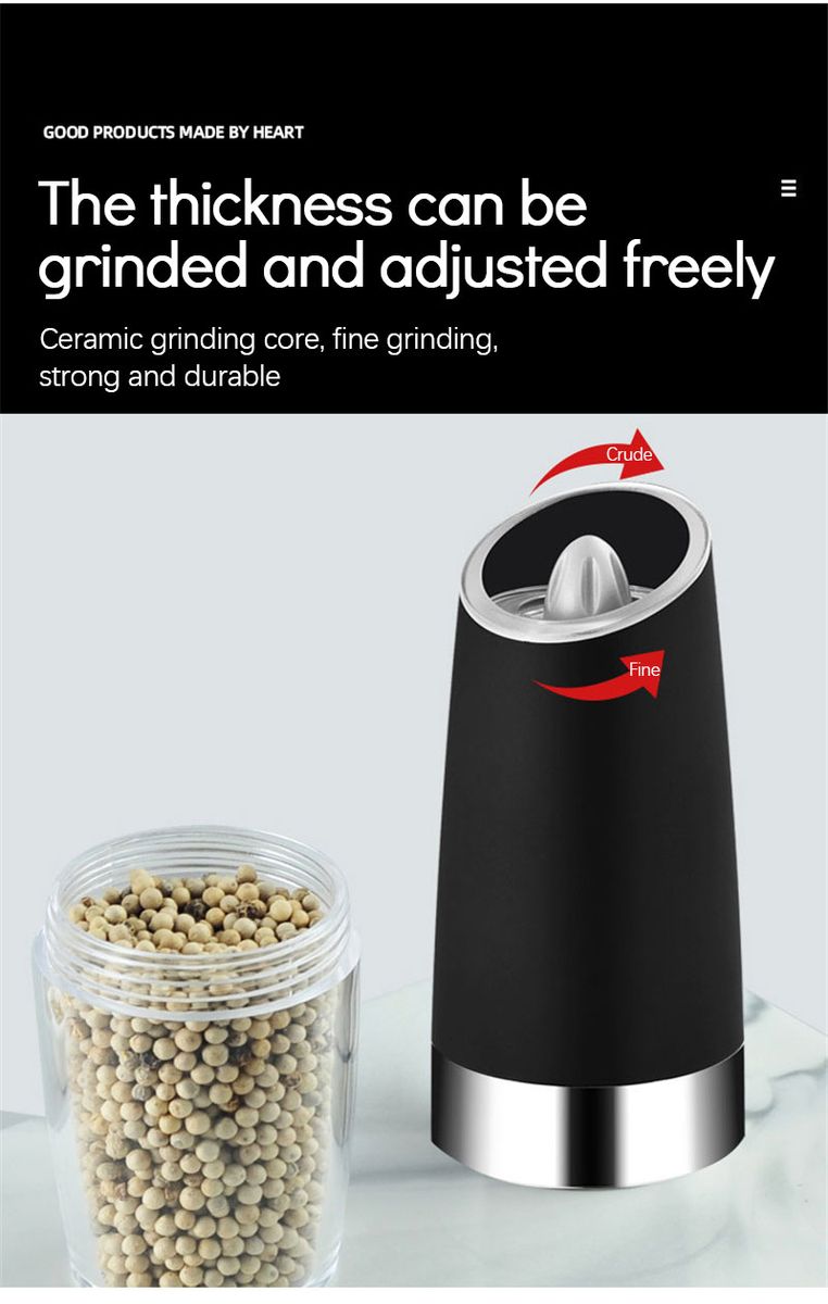 （Pepper Grinder）Electric Pepper Grinder Household Ground Pepper Sea Salt Black Pepper Freshly Ground Seasoning Bottle Kitchen Accessories GRE
