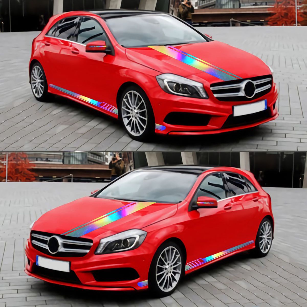 5 Pieces  Reflective Stripe Vinyl Car Side Sticker Auto Body