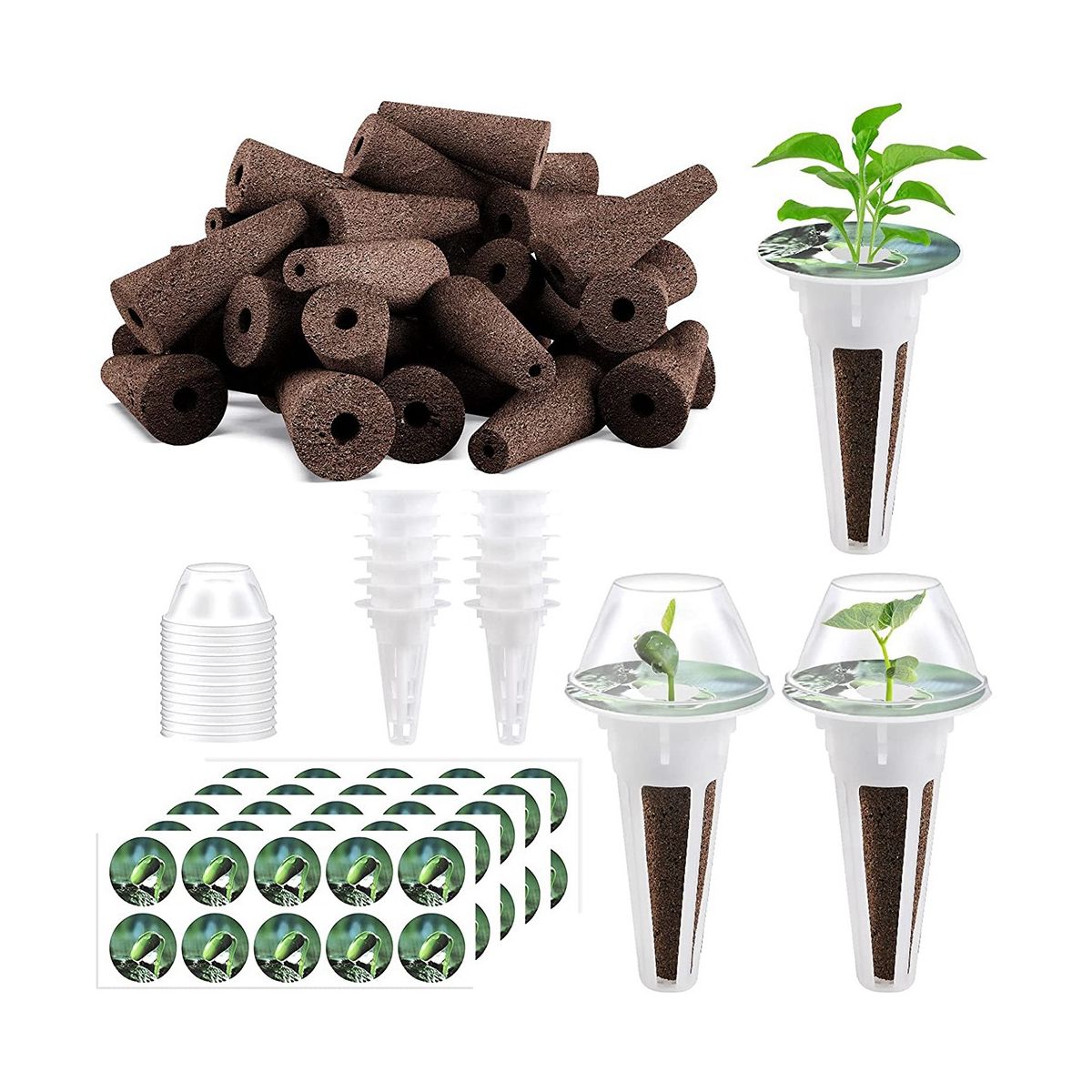 124Pcs  Pods Kit Accessories Plant Pod Kit Including Grow Baskets Insulation Lids Plant Grow Sponges Labels