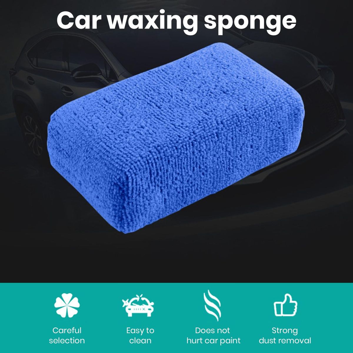 Car Waxing Sponge Car Care Kit 8pcs Microfiber Sponge Set for Waxing Blue