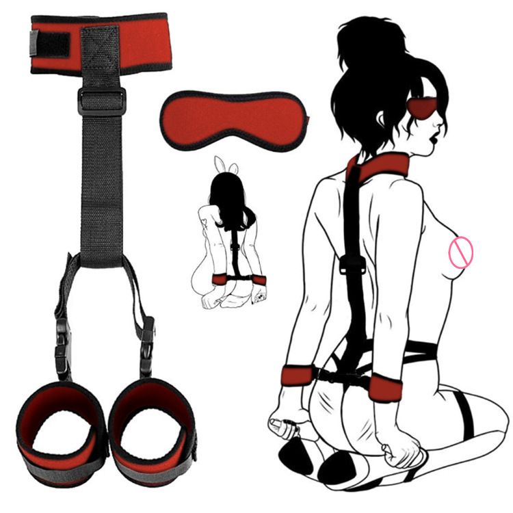 BDSM Restraints Kit Neck Hands Holders Cuffs For Bed Fetish Plus Free Gift