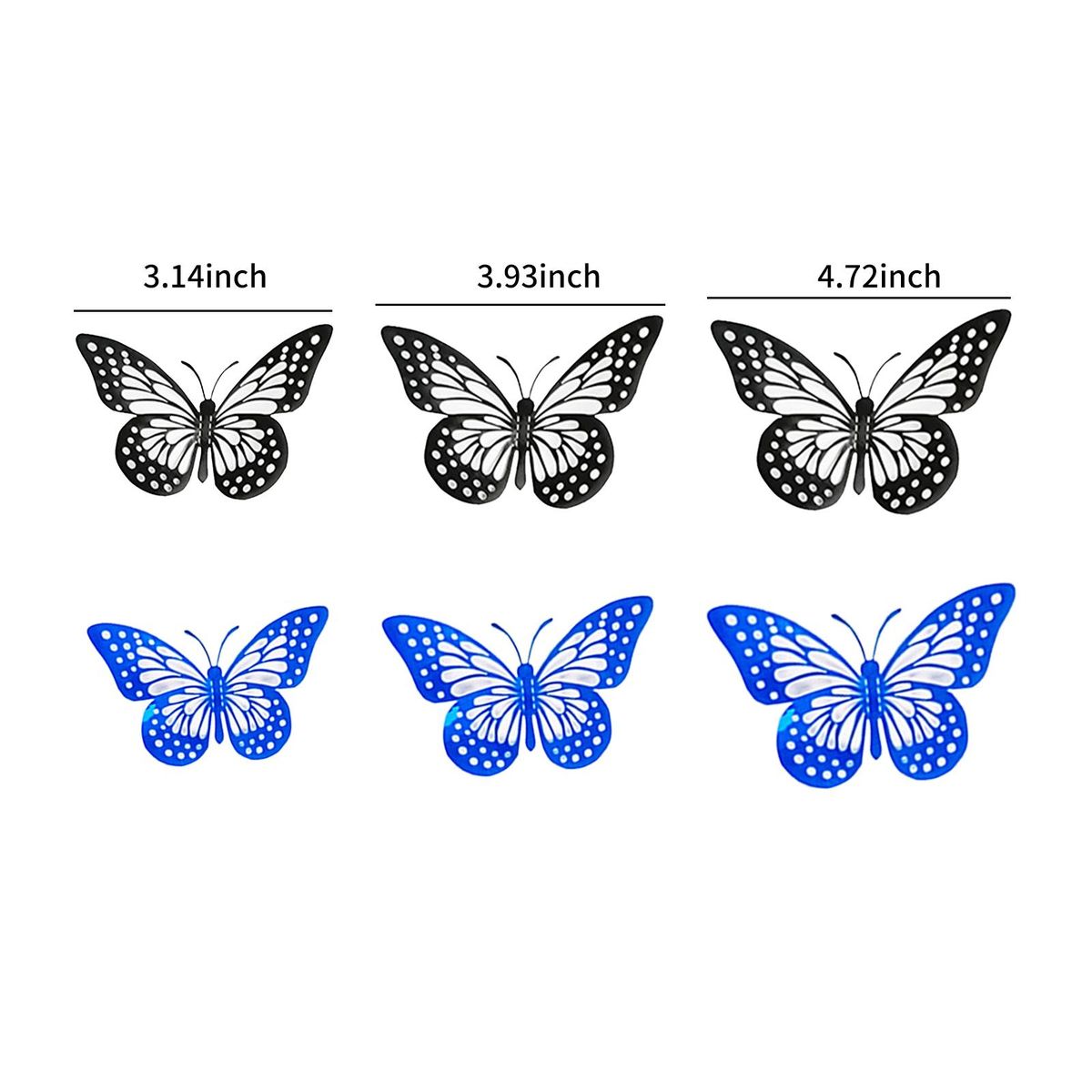 12Pcs Wall Stickers Hollow Out Butterfly Shape Wall Decal 3D Cut-out Sticker Refrigerator Stickers Decorative Paper Butterfly for DIY Art Decoration Removable Sticker