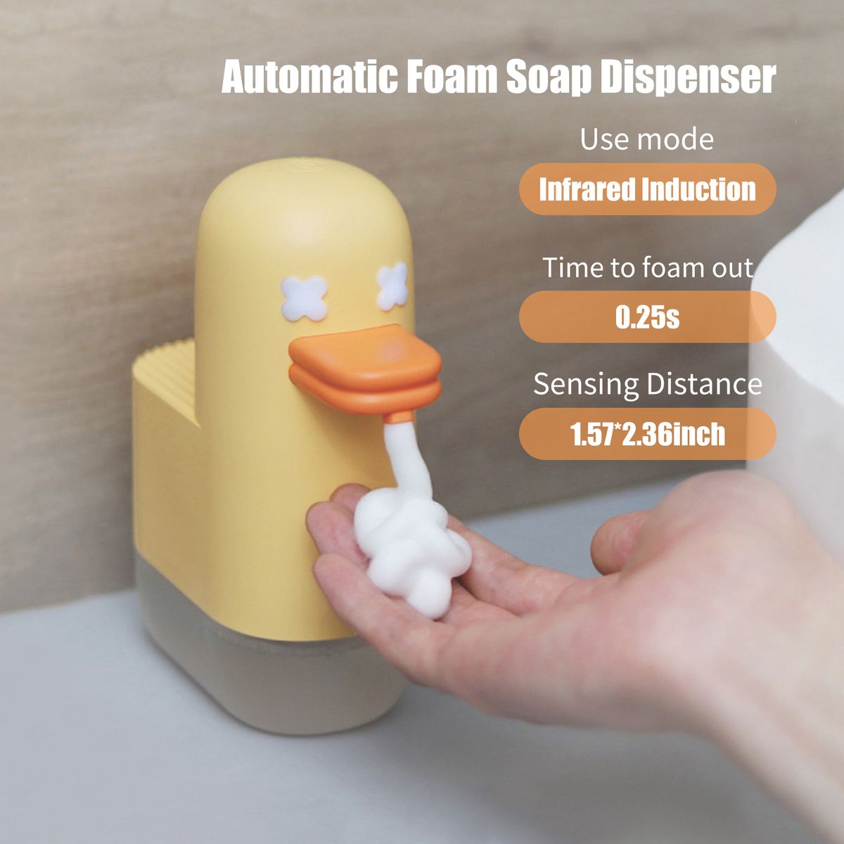 350mL Cute Duck Automatic Foam Soap Dispenser Touchless