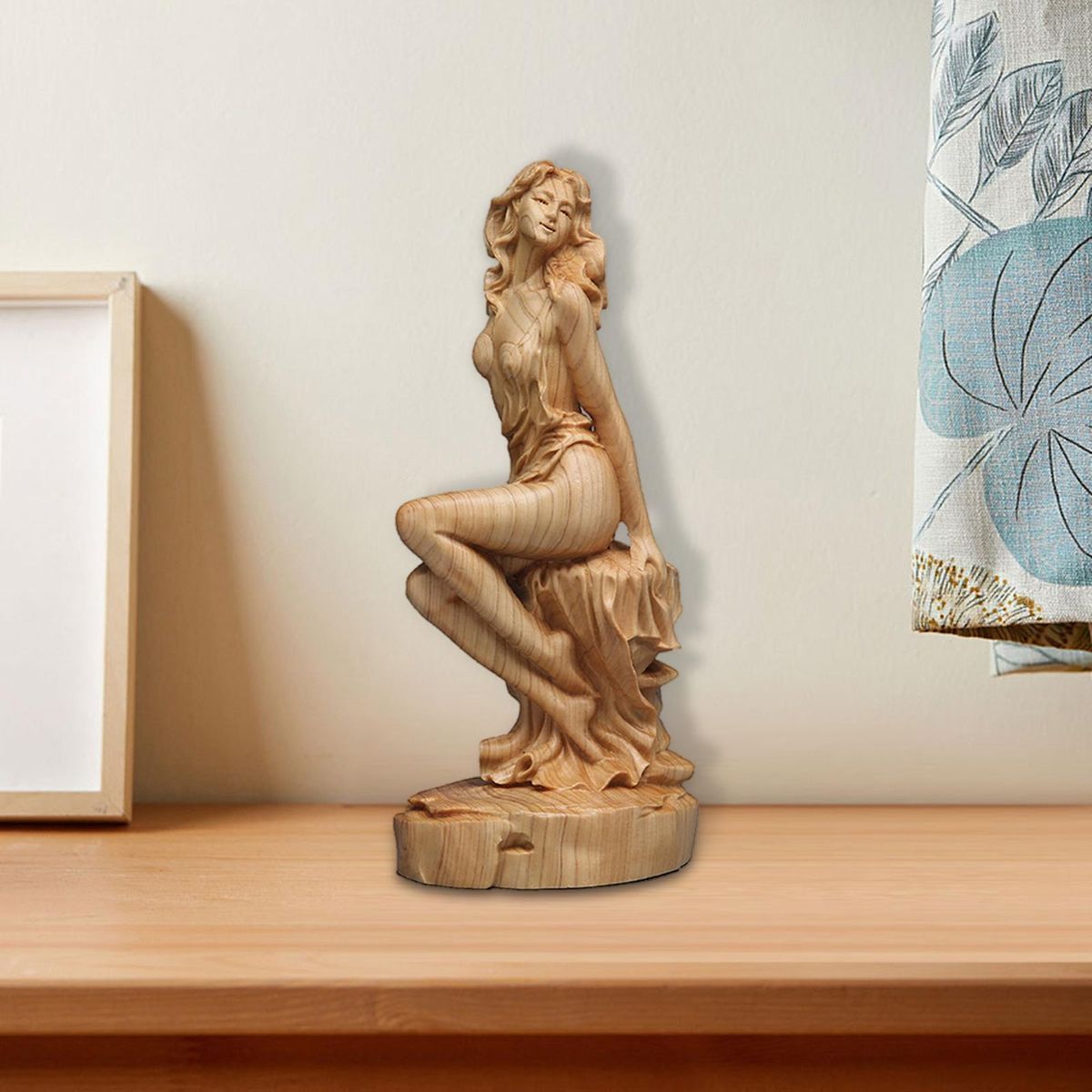 Creative Boxwood Solid Wood Beauty Figure Goddess Doll