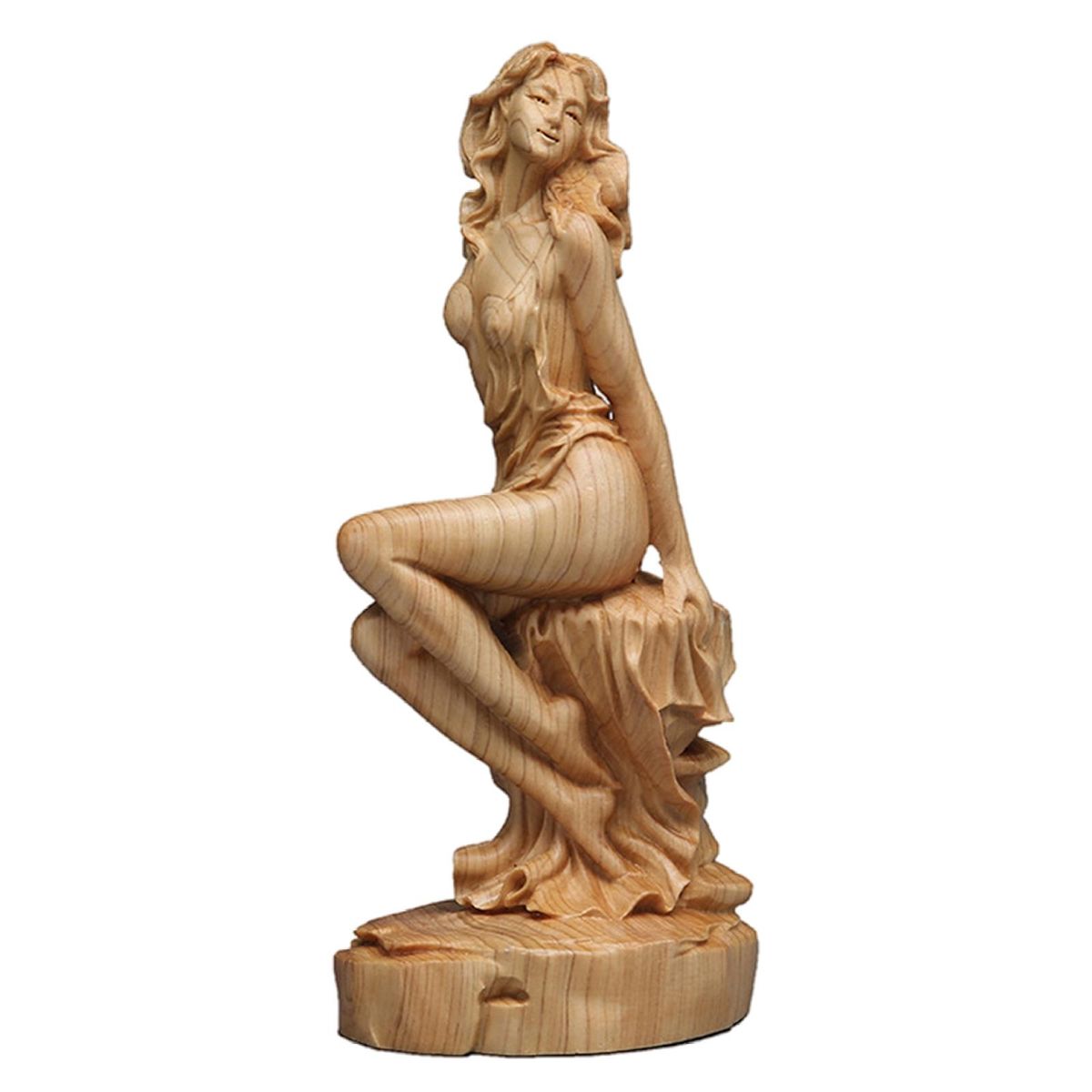 Creative Boxwood Solid Wood Beauty Figure Goddess Doll