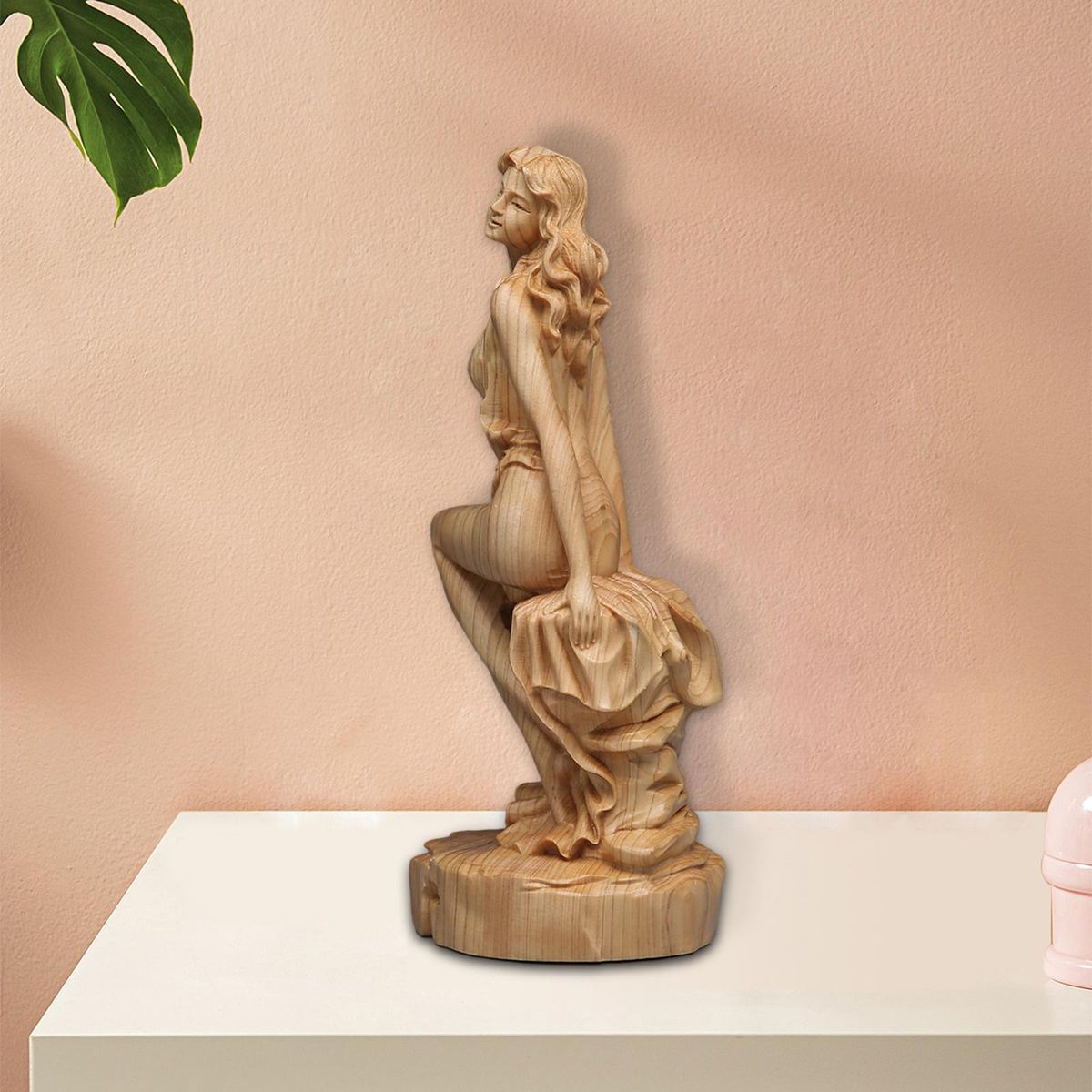 Creative Boxwood Solid Wood Beauty Figure Goddess Doll