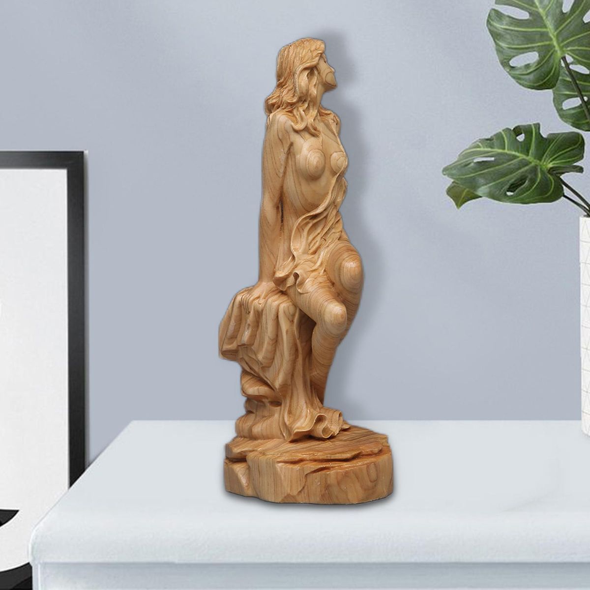 Creative Boxwood Solid Wood Beauty Figure Goddess Doll