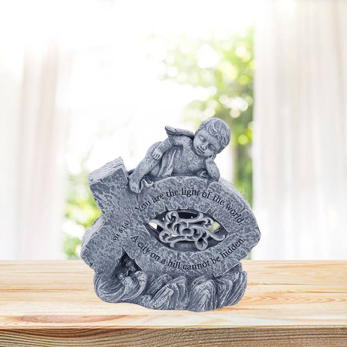 Angel Statue Cherub Figurine Sculpture Desktop Decor Artwork Gray A