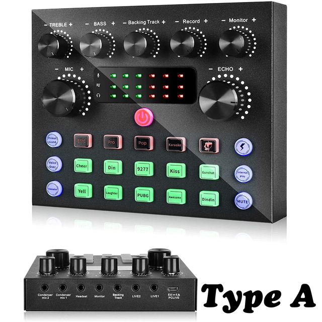 Desk Condenser Microphone Bundle V8s Sound Card Set For