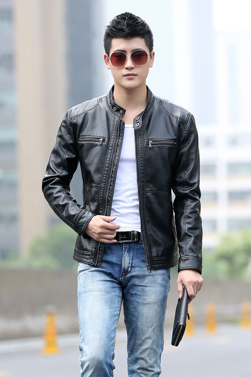M-5XL Men High Quality Autumn Spring Leather Coat Jacket Plus Size